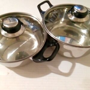 Sauce pots 2 qt and 3 qt stainless steel  silver